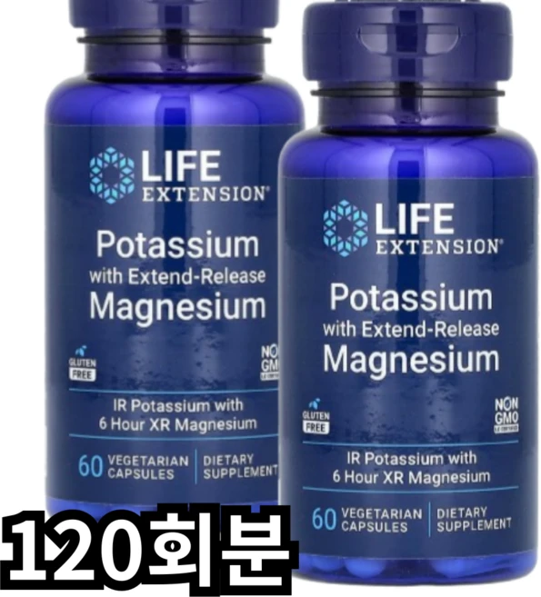 라이프익스텐션 칼륨 포타슘 서방형 마그네슘 함유, 120회분, 1개 - 쿠팡