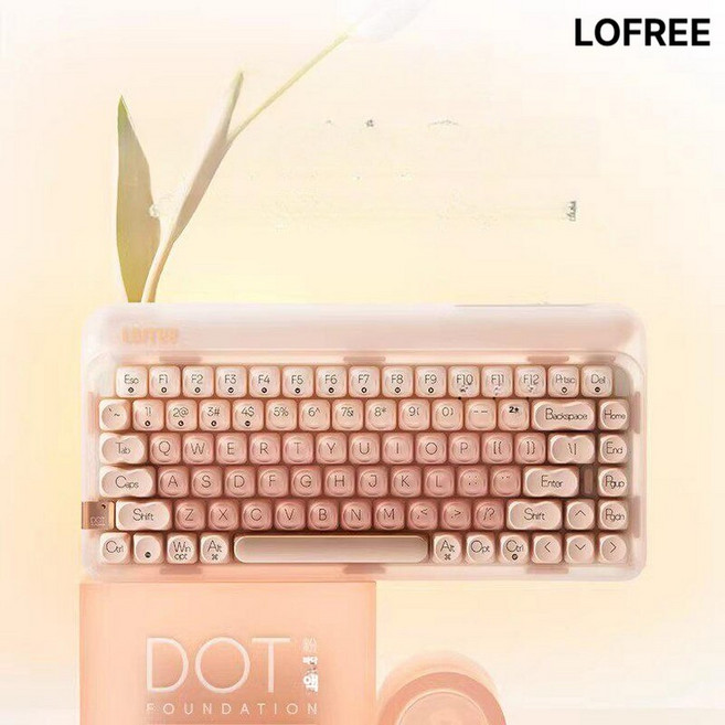 LOFREE 로프리 유무선 블루투스 기계식 키보드 블랙 실버 청축 나만의 예쁜 색감장인 터치감좋은, 파운데이션(핑크베이지) 키보드, 자일론 주문제작 스위치
