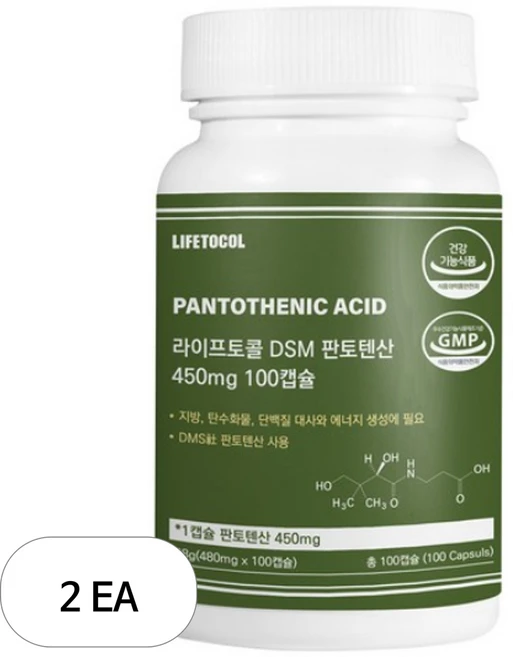 라이프토콜 DSM 판토텐산 450mg 48g, 100정, 2개 - 쿠팡