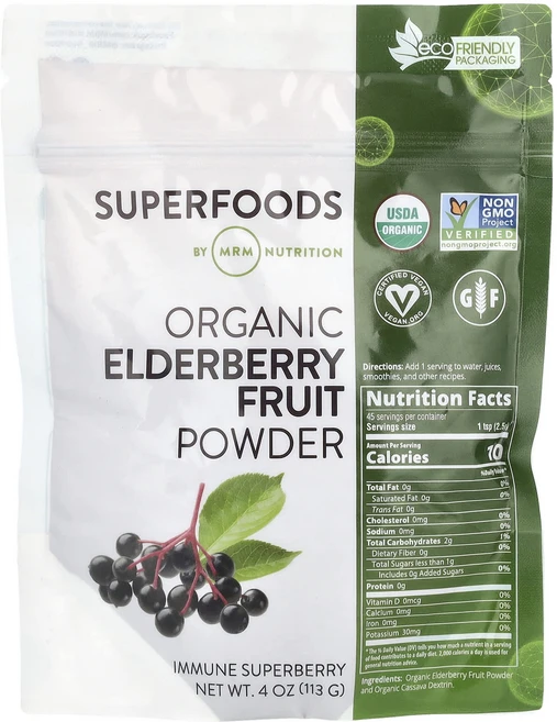 MRM Nutrition 유기농 엘더베리 과일 분말 113g(4oz), 113g, 1개 - 쿠팡