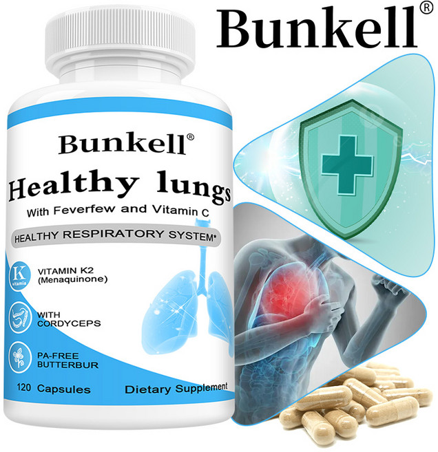 폐 건강 폐 지원 보충제 청결 및 디톡스 처방 비타민 C 기관지 및 호흡 지원, 1박스, 60정