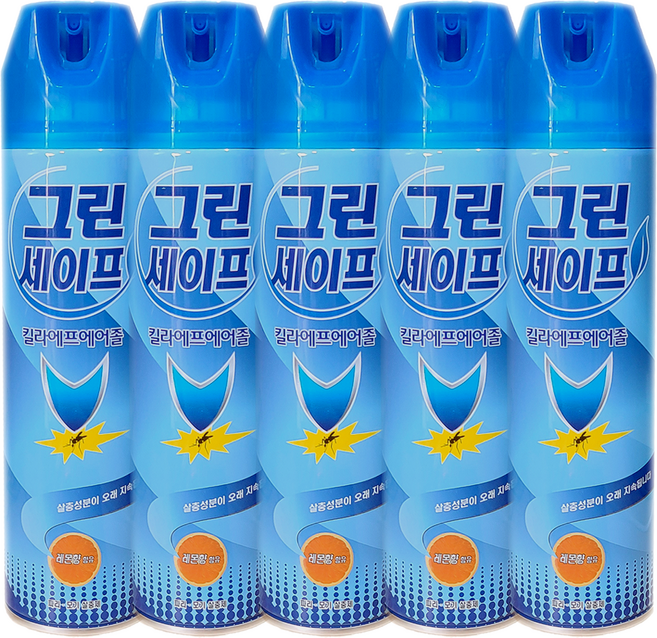 일명제약 파리 모기 살충제 레몬향 그린세이프 킬라 에프 에어졸, 400ml, 5개