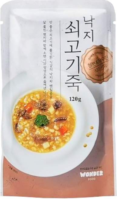 원더푸드 반려동물 죽 파우치, 혼합맛(낙지/쇠고기), 120g, 1개