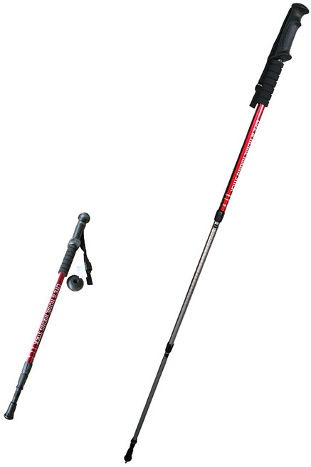 베이뮤 노르딕워킹 등산용 스틱 등산스틱 2p 두랄루민, 레드일자, 2개