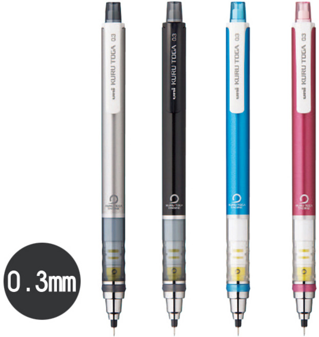 UNI 유니 쿠루토가 샤프 M3-450 블랙, 0.3mm, 1개