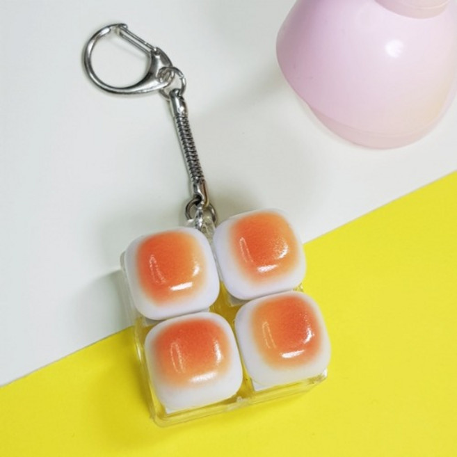 콩이네리본 모닝빵 식빵1 키보드 키캡 키링 4구 딸깍이 소리 좋은 키캡 키링 가방장식 청축키보드 피젯키링