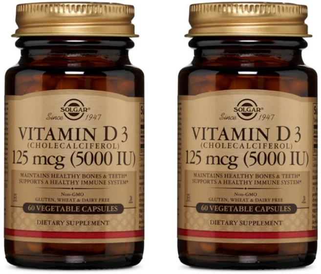 솔가 비타민 D3 5000IU 베지터블 캡슐, 60정, 2개 - 쿠팡