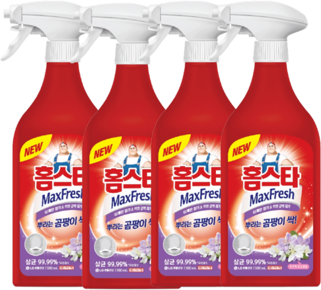 홈스타 맥스프레쉬 뿌리는 곰팡이 싹 세정제 화장실청소 락스, 4개