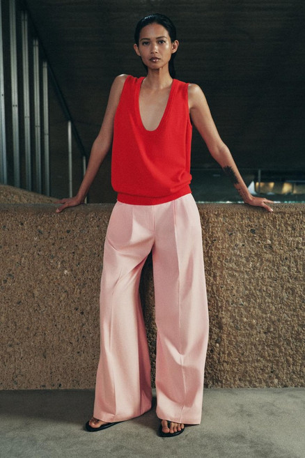 ZARA 자라 슬리브리스 니트 탑 - 레드 126066