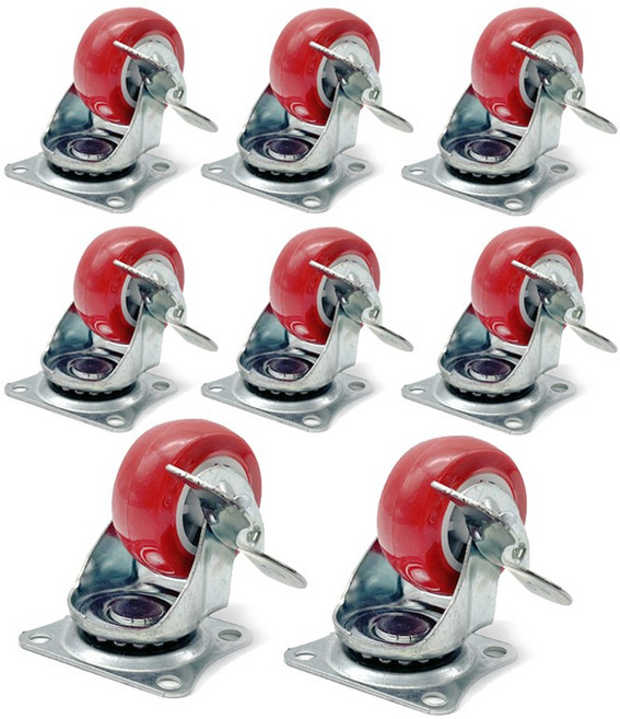 아이베란다 레드 우레탄 가구 바퀴 규격, 8개, 스토퍼회전바퀴 50mm JC
