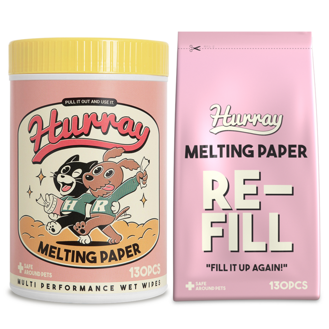 허레이 멜팅페이퍼 반려동물 물티슈 동물용의약외품 인증, 130매 본품&리필SET, 1개, 130개입