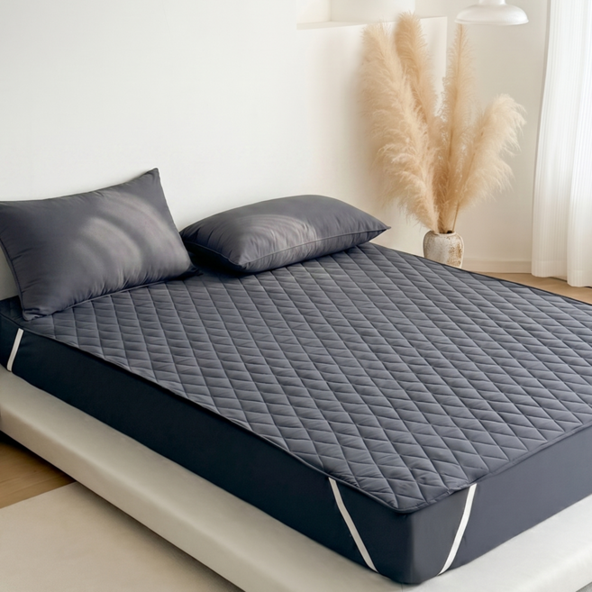 마이라이크 알러지케어 먼지없는 누빔 침대패드 워싱 고정밴드형, 차콜그레이