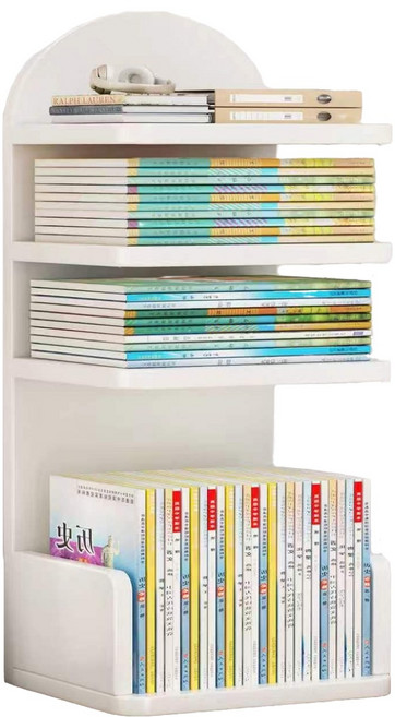 책상 책장 사무용 서류꽂이 간이 책장 가정용 수납 선반 탁상 책꽂이 SYW, 4단, 화이트