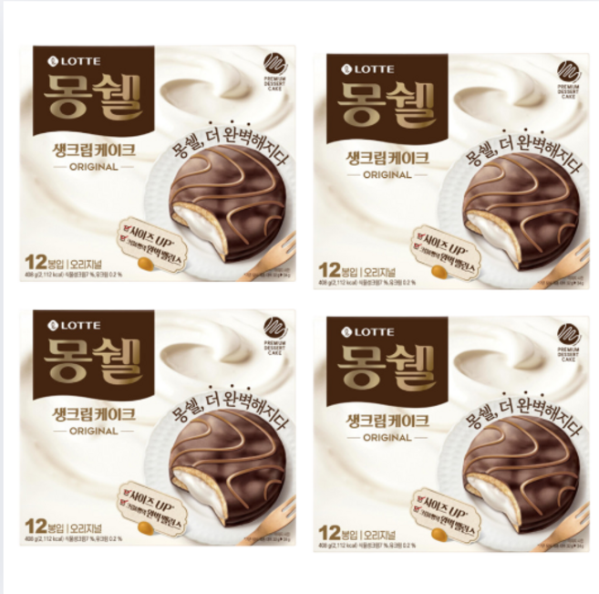 몽쉘 생크림케이크 오리지널 12p, 408g, 4개