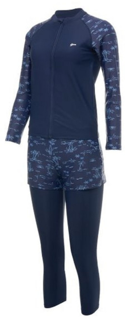 [백화점 정품] 레노마수영복 여성 래쉬가드 루즈핏 수영복 비치 웨어 여주니어 바캉스 레깅스 팬츠세트, 80, NN(네이비)