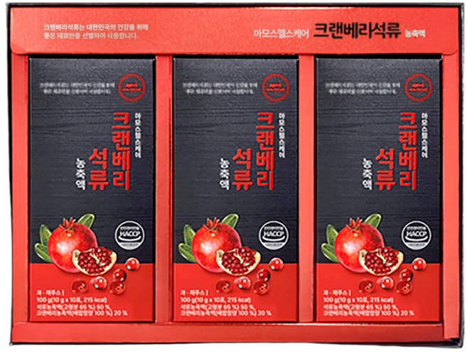 아모스헬스케어 크랜베리 석류 농축액 스틱 30p + 쇼핑백 세트, 100g, 3개