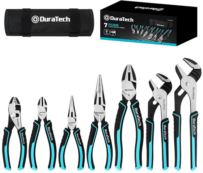 Duratech 7PC 다용도 니퍼 펜치 세트 기계수리 가정DIY용 차량 정비 필수 공구 수납 가방 포함, 1세트