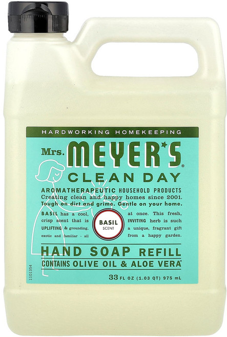 미세스메이어클린데이 핸드 솝 리필 바질 975ml(33fl oz), MRS14163, 1개