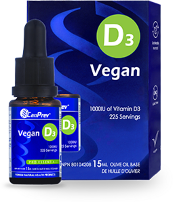 캐나다 캔프레브 비건 식물성 D3 드럽 면역기능 지원 튼튼한 뼈 치아 칼슘 흡수 심혈관 기능 호르몬 균형 도움 비타민 D3 채식주의 15mg Vegan D3 Drops, 1개