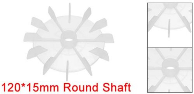 120x15mm Motor Fan Blade with 12 Vanes Round Shape Bore White Engineering Plastic 12 Impeller Motor, 1개