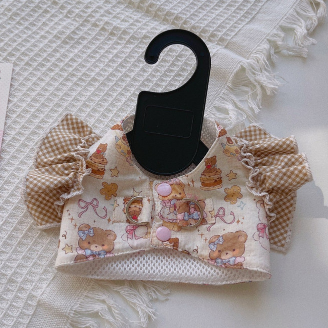 코코스튜디오 반려동물 티파티 러플 하네스 리드줄 세트, 베이지, 1세트