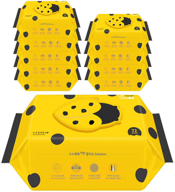 누누베베 벅스 골드 물티슈 캡형, 75g, 72매, 10개