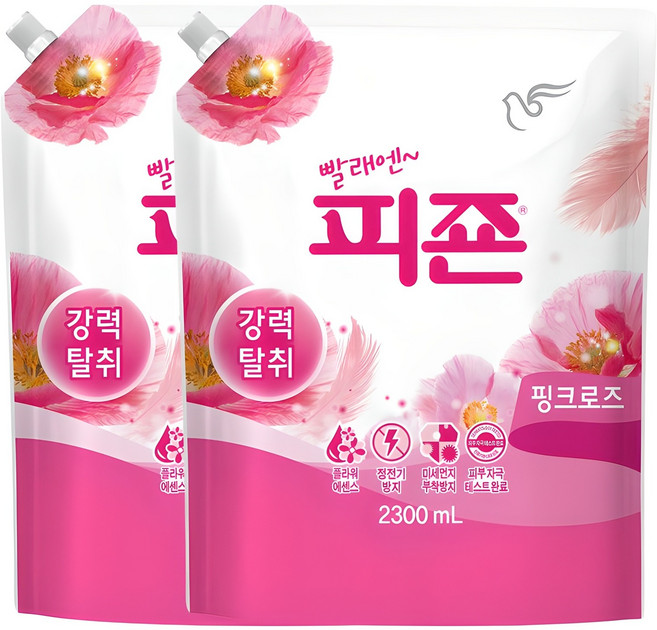 피죤 레귤러 섬유유연제 핑크로즈 리필, 2.3L, 1개입, 2개
