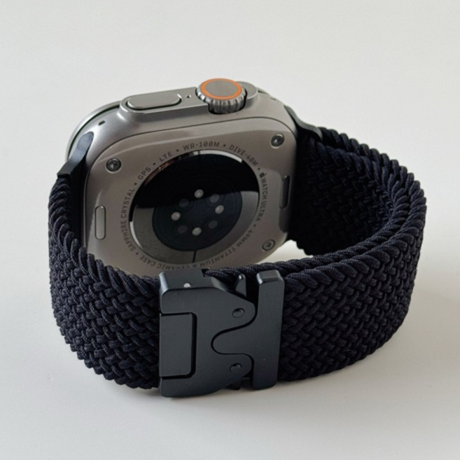 밴드톡 애플워치 호환 파라슈트 스타일 버클 브레이드 스포츠 루프 스트랩 (11 10 9 8 7 6 5 4 3 2 SE2/3 Ultra2/3), 블랙