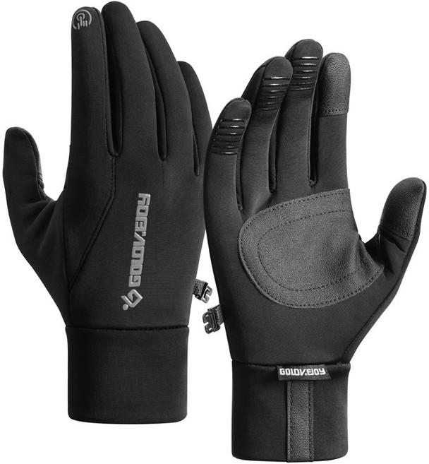 【golovejoy】冬天騎行手套：防風保暖、防水觸控, 黑色