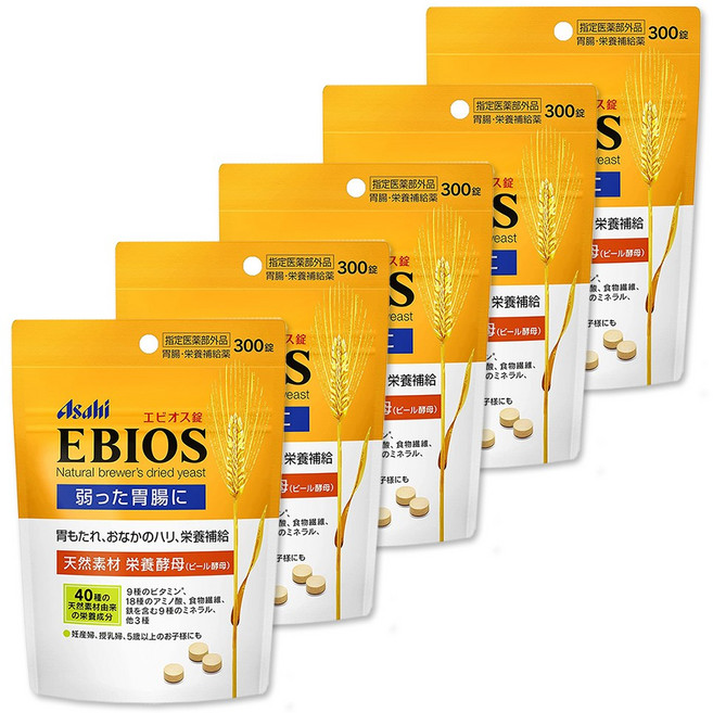 (일본 직배송) 에비오스 2000정 세트 천연 맥주효모, 300정, 5개