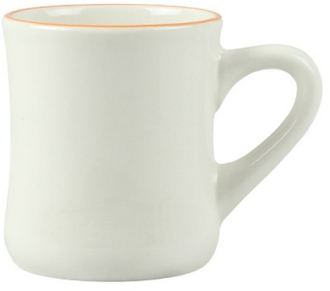 뉴욕 라쿠스 라인 장구 머그컵 400ml 오렌지 커피, 1개