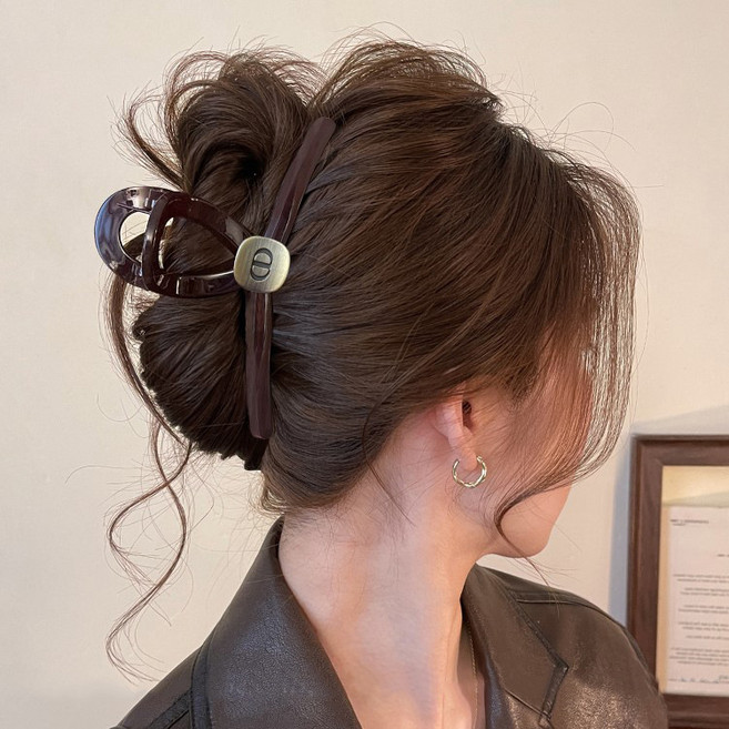 알파벳 그립클립 여성용 고급스러운 두툼한머리용 샤크클립 대형