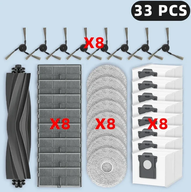 호환 ( Dreame L10s Ultra Gen 3 Complete ) 교체 부품 액세서리 메인 사이드 브러시 필터 물 패드 먼지 봉, 02 Set S