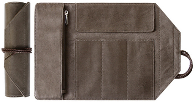 컨트롤9 오리진L 두루마리 롤필통 파우치 가죽 롤케이스, 스무스그레이