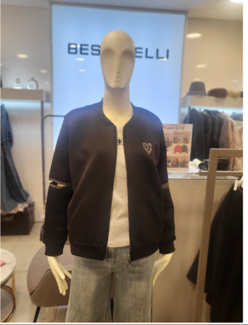 베스띠벨리 소매 트임 포인트 점퍼 여성 봄 가을 멋스런 자켓 캐쥬얼 심플 데일리룩 BKCBB1140