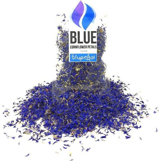 퓨어 블루 콘플라워 꽃잎 - 100% 천연 센타우레아 시아누 Pure Blue Cornflower Petals - 100% Natural Centaurea cyanus - Drie, 1개, 9g