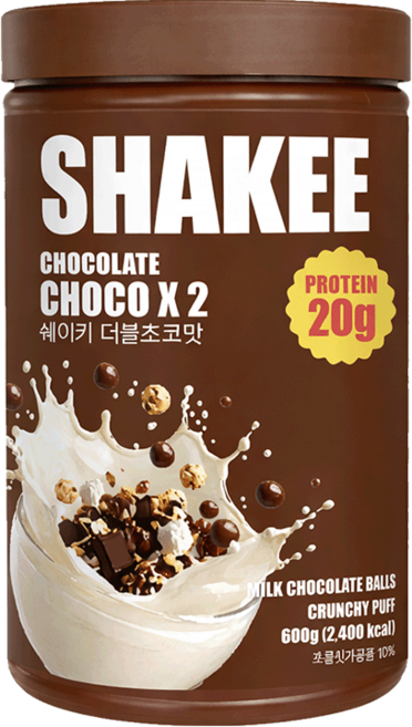 쉐이키 단백질 쉐이크 식사대용 대용량 더블초코맛, 1개, 600g