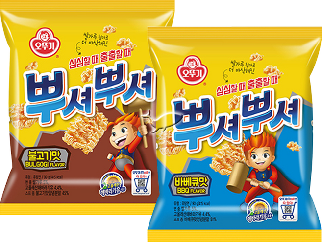 오뚜기 뿌셔뿌셔 2종 불고기맛 10개+바베큐맛 10개 총20개, 단품, 90g