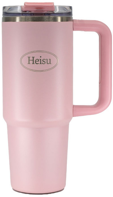 헤이수 스텐 대용량 텀블러 빨대 손잡이 900ml, 핑크, 1개