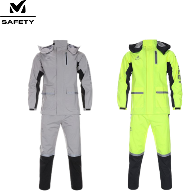 밀레 세이프티 웻 웨더 기어 그레이 방수 우의세트 오토바이 라이더 낚시 레인코트, 1. 밀레 웻 웨더 기어 (그레이), 95, 1개