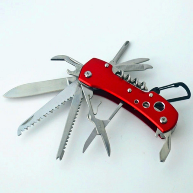 캠핑천국 14-in-1 등산 캠핑 만능 맥가이버 칼 (레드), 2개