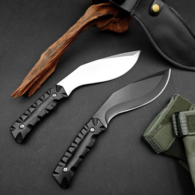 미니 쿠크리 칼 K424 풀메탈 캠핑 나이프 휴대용 서바이벌 마체테, 1개, 블랙날