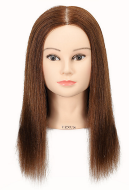 비너스가발 100%인모 16인치 연습용통가발 브라운, 1개