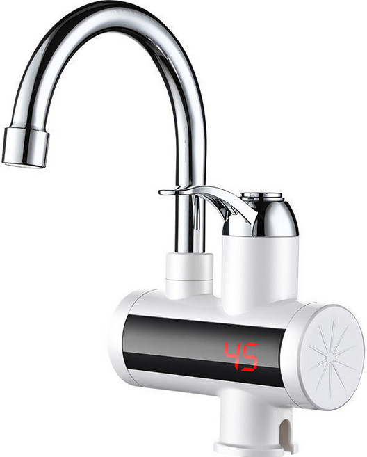 Aiiyya 순간온수기 가정용 수도꼭지형 화장실 세면대 전기 순간 온수기 LED 온도 디스플레이, 화이트