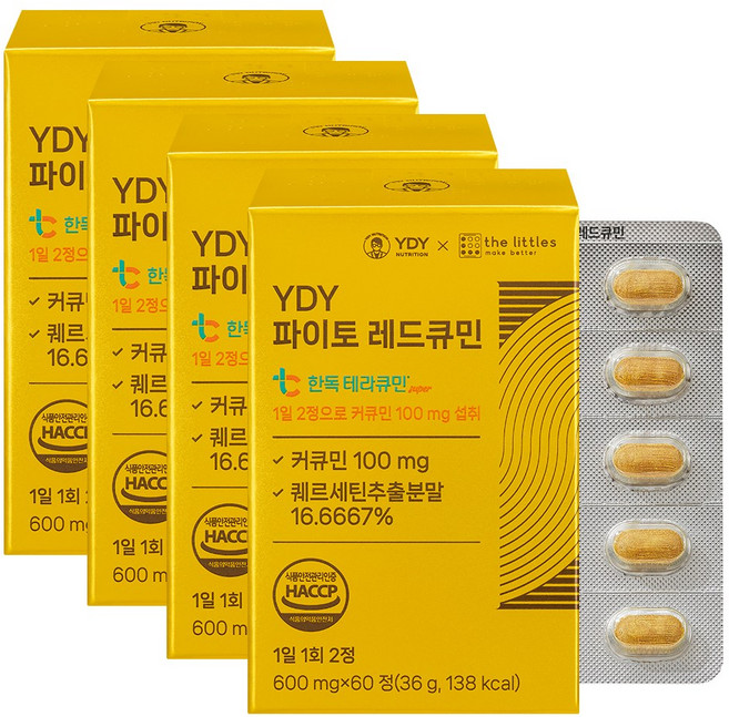 YDY 파이토 레드큐민 커큐민 고약사 약들약, 4개, 60정