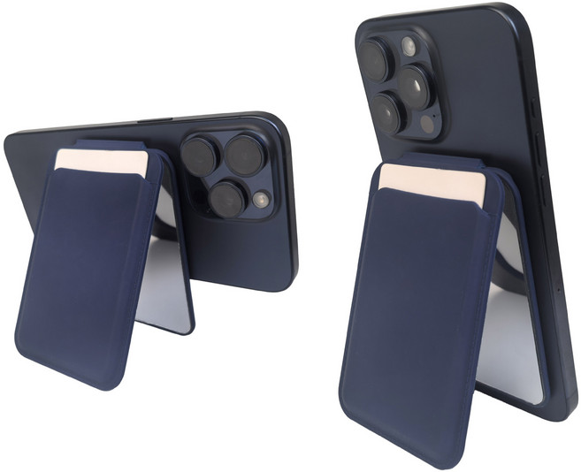 미러 맥세이프 카드 지갑 수납 홀더 거치대 거울 스탠드 실리콘 케이스, 1개, 네이비