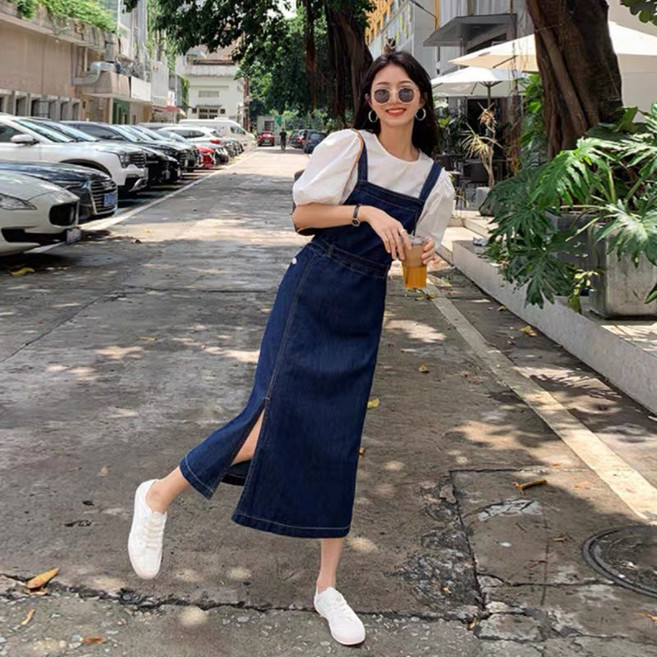 휠렉스 여성 숙녀 프리미엄 패션 루즈핏 멜빵치마 원피스 JA6