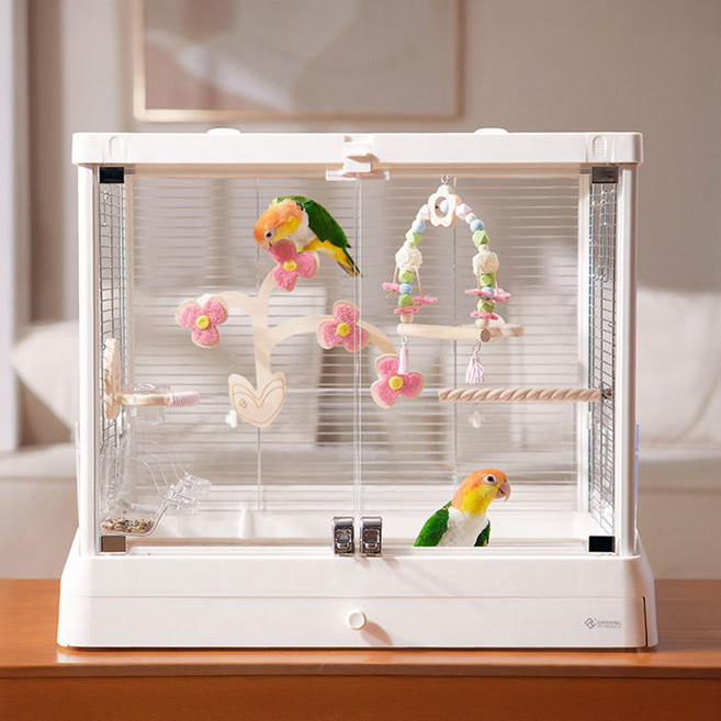 더퍼리 대형 앵무새새장 케이지 새집 놀이터 사육장 버드케이지, 1개, 핑크