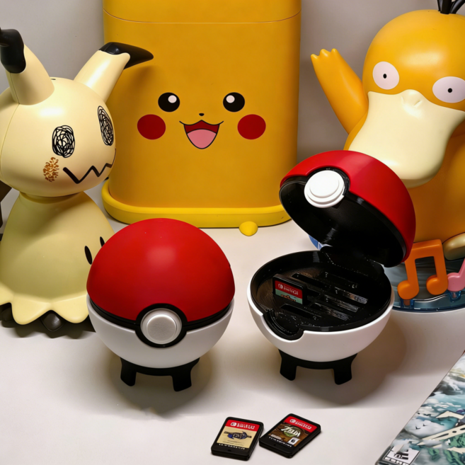 닌텐도스위치 칩 보관함 케이스 포켓몬 몬스터볼, 1개, 레드+화이트, 8칸