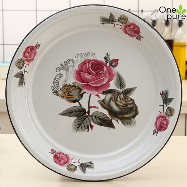 법랑그릇 빈티지 피자 감성 예쁜그릇 플레이트 레트로, 35cm 로스트향-두툼한, 1개